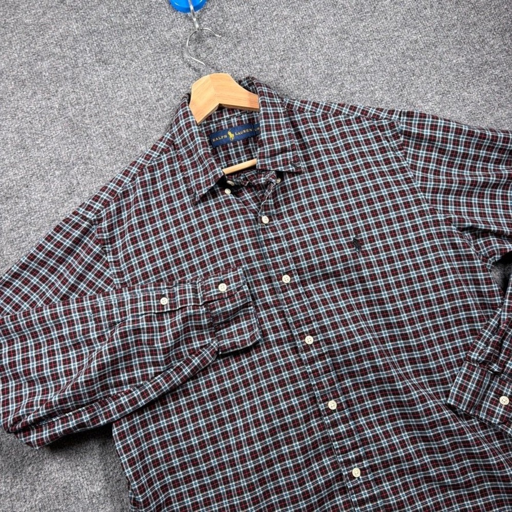 Ralph Lauren Button Down Shirt Mens Large Multicolor Plaid Long Sleeve Cotton
